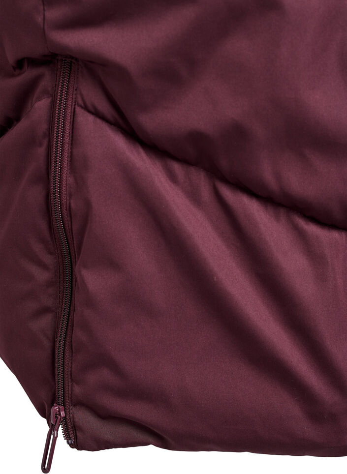 Langer Puffermantel mit Kapuze und Taschen, Dunkles Bordeaux, Packshot image number 4