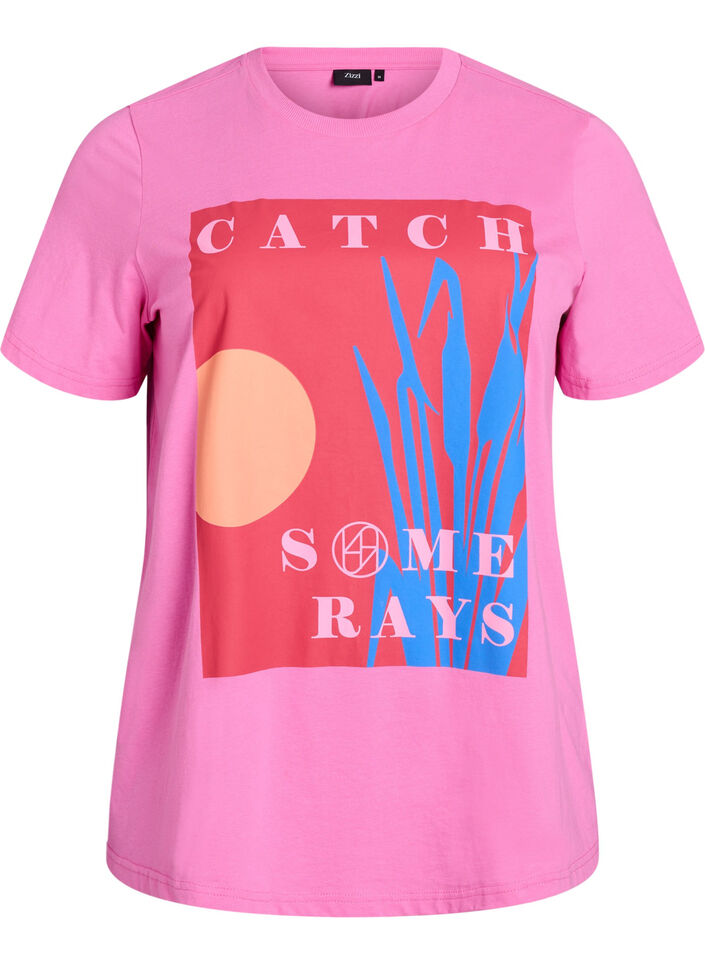 T-Shirt mit einem grafischen Sommermotiv, Pink, Packshot image number 0