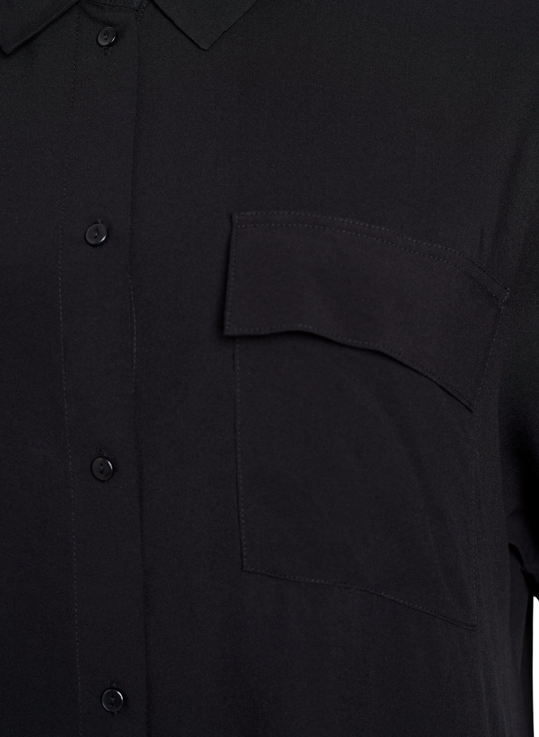 ZizziLanges Hemdkleid mit kurzen &Auml;rmeln, Schwarz, Packshot image number 2