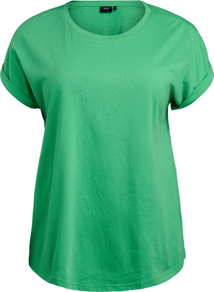Kurz&auml;rmliges T-Shirt aus einer Baumwollmischung, Gr&uuml;n, Packshot image number 0