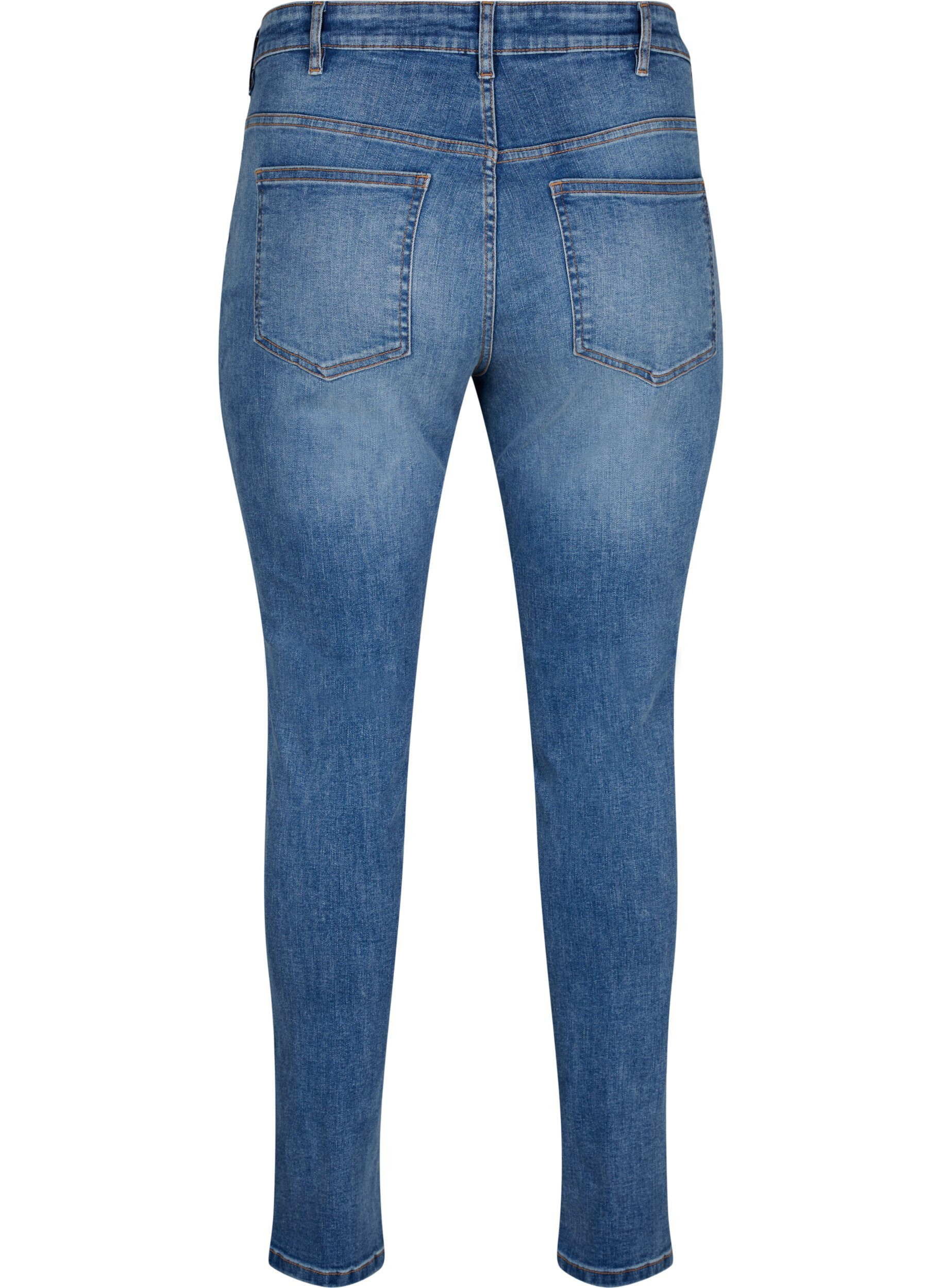 ZizziSanna Jeans mit super schmaler Passform und Knopfverschluss, Blue denim, Packshot image number 1