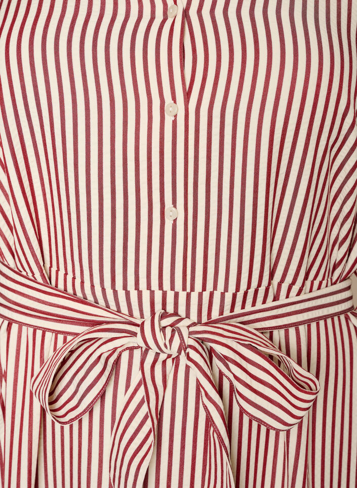 Kn&ouml;chellanges Hemdblusenkleid mit Bindeg&uuml;rtel und Streifen, Rot, Packshot image number 2