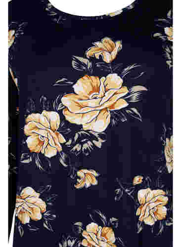Geblümte Bluse mit langen Ärmeln, Night Sky Flower AOP, Packshot image number 2