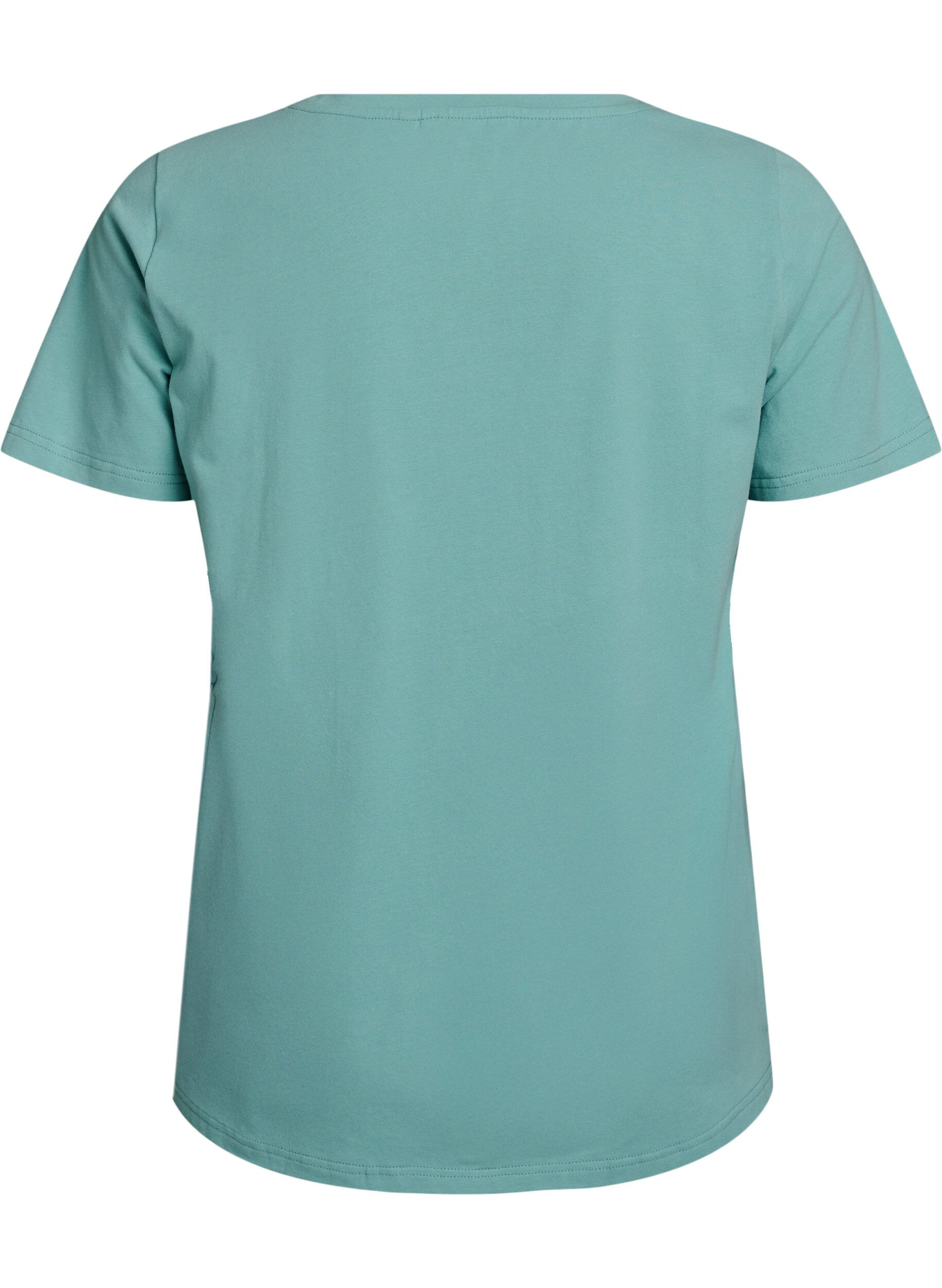 ZizziEinfarbiges Basic-T-Shirt aus Baumwolle, Gr&uuml;n, Packshot image number 1