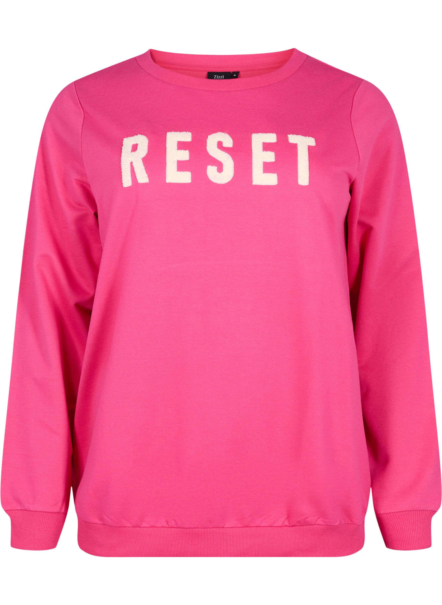 ZizziSweatshirt mit Text, Fuchsia P. W. Reset, Packshot image number 0