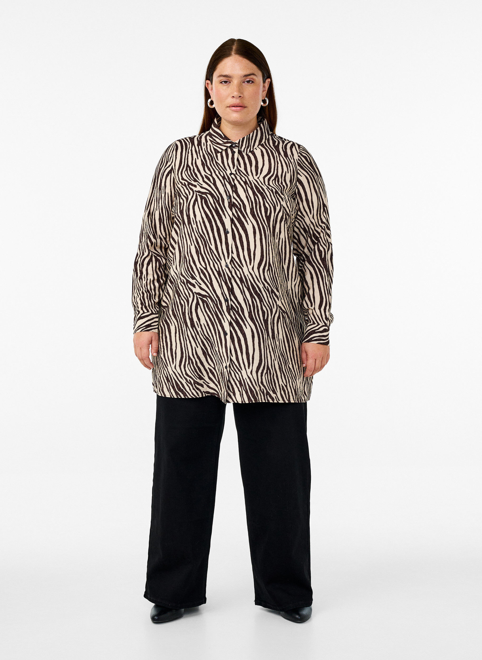 ZizziLange Bluse mit Zebraprint, Braun, Model image number 1