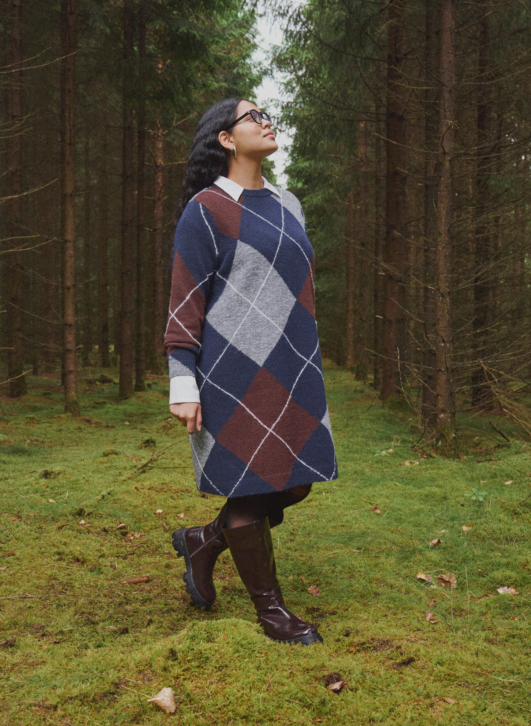 Strickkleid mit gro&szlig;em Karomuster