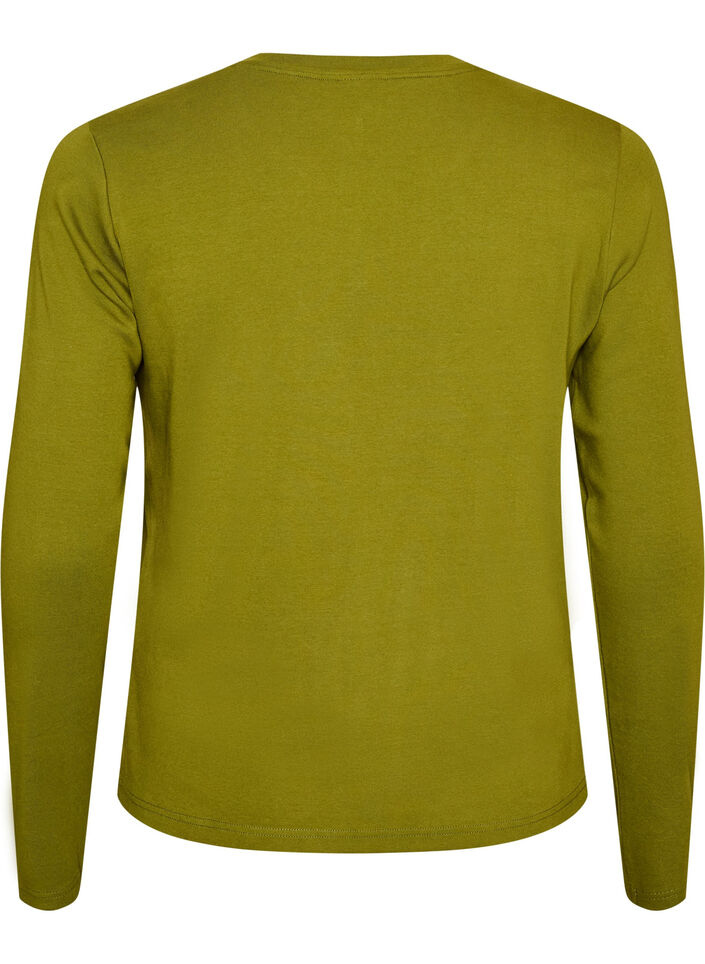 Langarm-Basic-T-Shirt mit Rundhalsausschnitt, Gr&uuml;n, Packshot image number 1