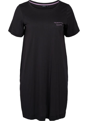 Langes Baumwoll-T-Shirt mit Aufdruck, Black, Packshot image number 0