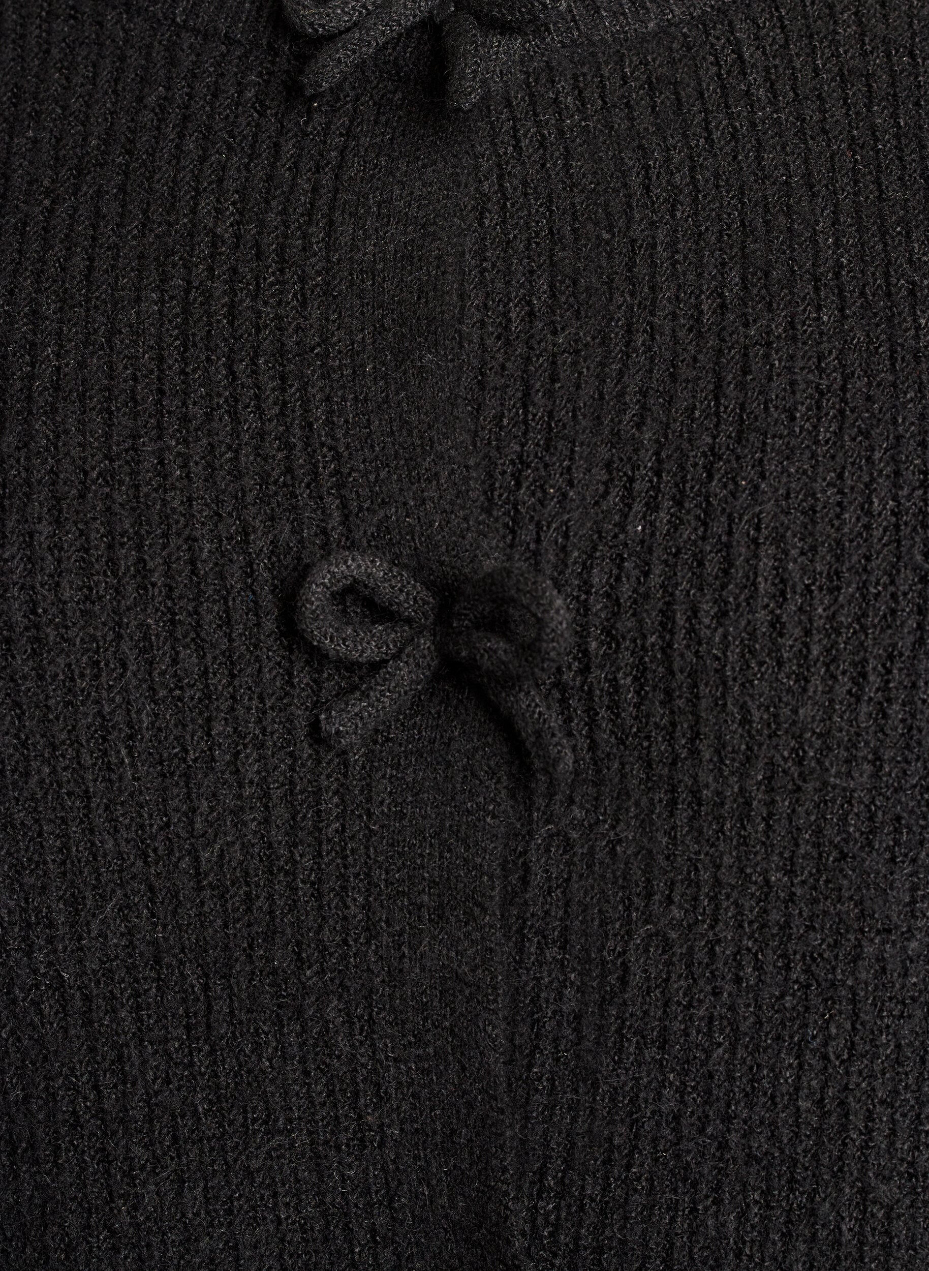 ZizziKurz&auml;rmelige Strickjacke mit Schleifen, Schwarz, Packshot image number 2