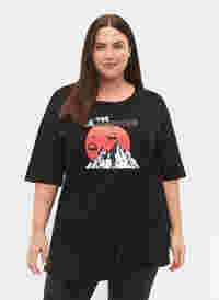 Baumwoll-T-Shirt mit Print, Black/Dubarry, Model