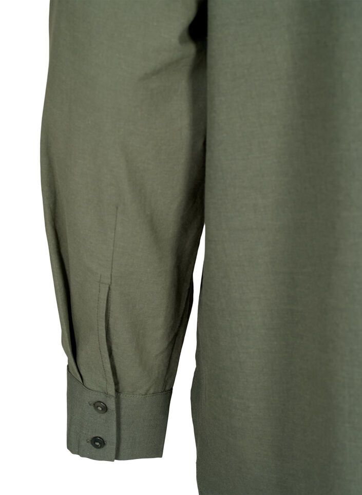 Baumwollhemd mit Lochstickerei, Thyme, Packshot image number 4