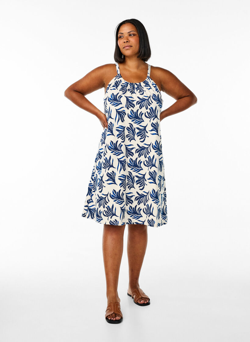 Midi-Tr&auml;gerkleid aus Bio-Baumwolle, Wei&szlig;, Model image number 1