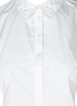 Lockerer einfarbiger Hemdkragen mit Perlen, Bright White, Packshot image number 2