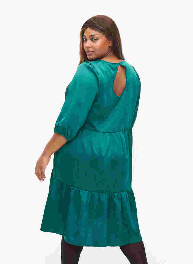 Kleid mit Rückenausschnitt und 3/4-Ärmeln, Evergreen, Model image number 1