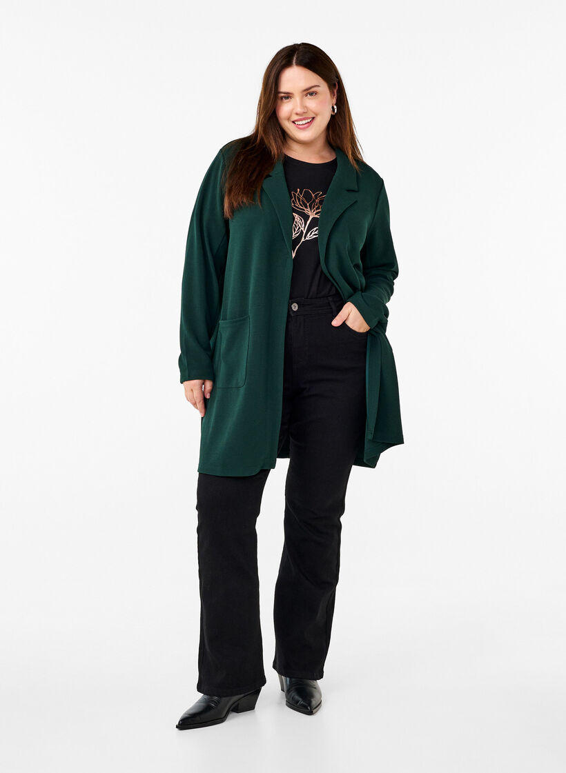 Lange Blazer mit Taschen, Gr&uuml;n, Model image number 1