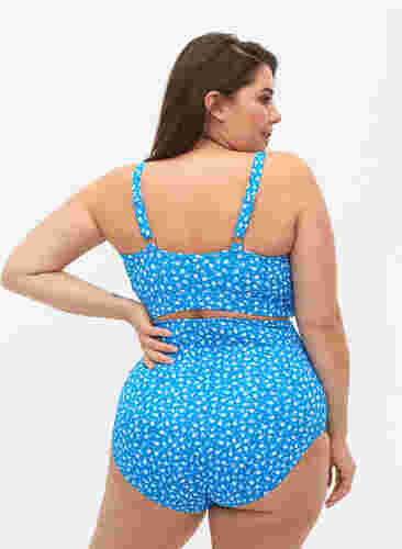 Extra hoch taillierte Bikini-Hose mit Blumenprint, Blue Flower Print, Model image number 1