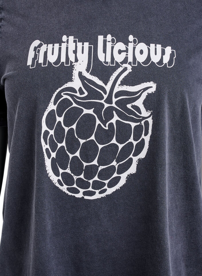 T-Shirt aus Bio-Baumwolle mit Grafikprint, Grau, Packshot image number 2