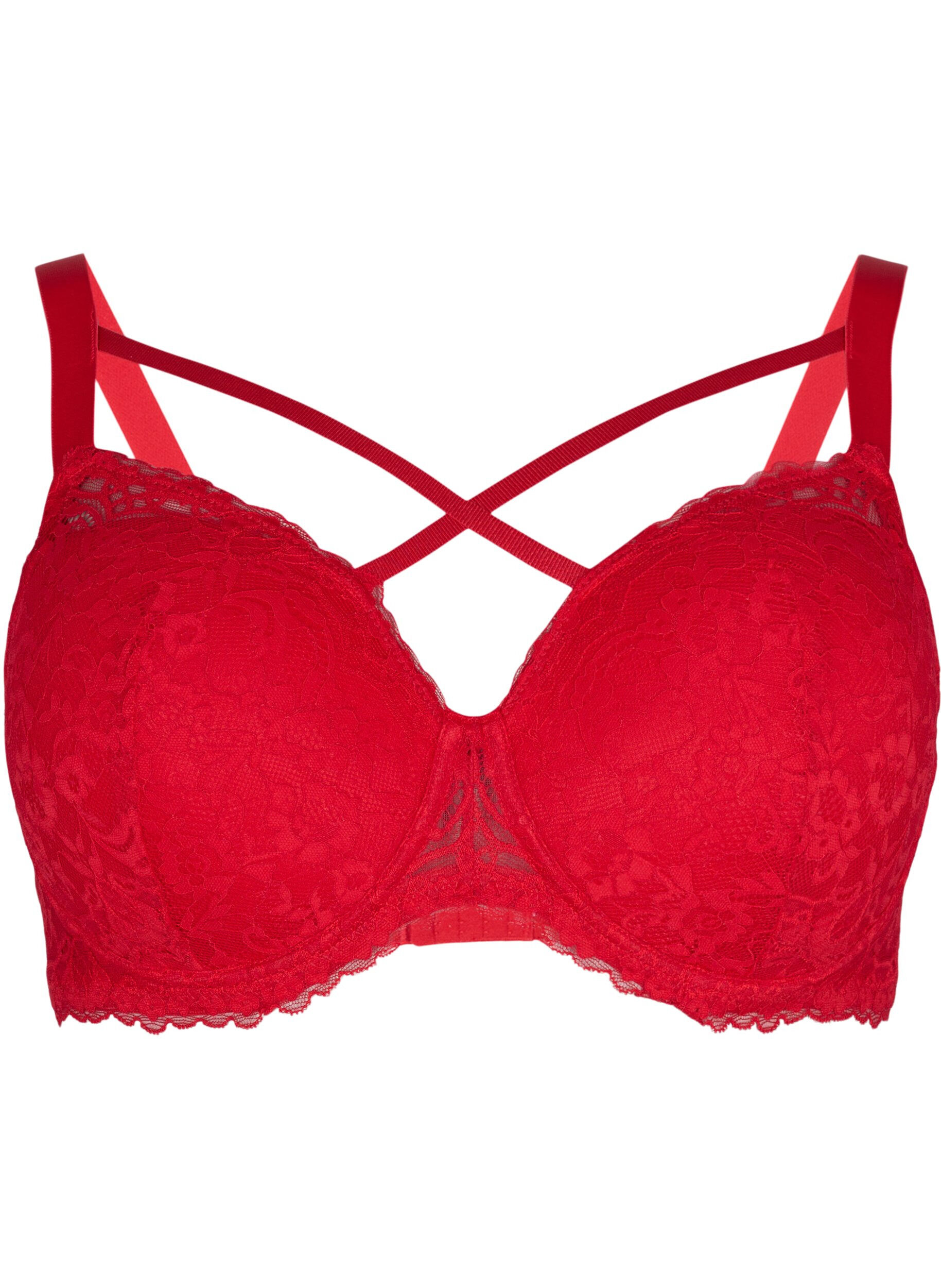 ZizziWattierter BH mit Spitze und Straps, Red Ass., Packshot image number 0