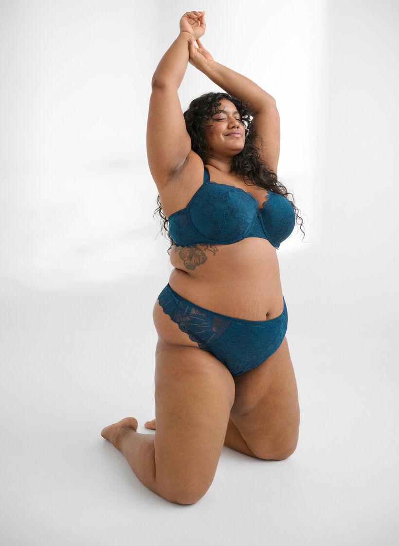 Stringtanga mit Spitze, Blau, Image image number 0