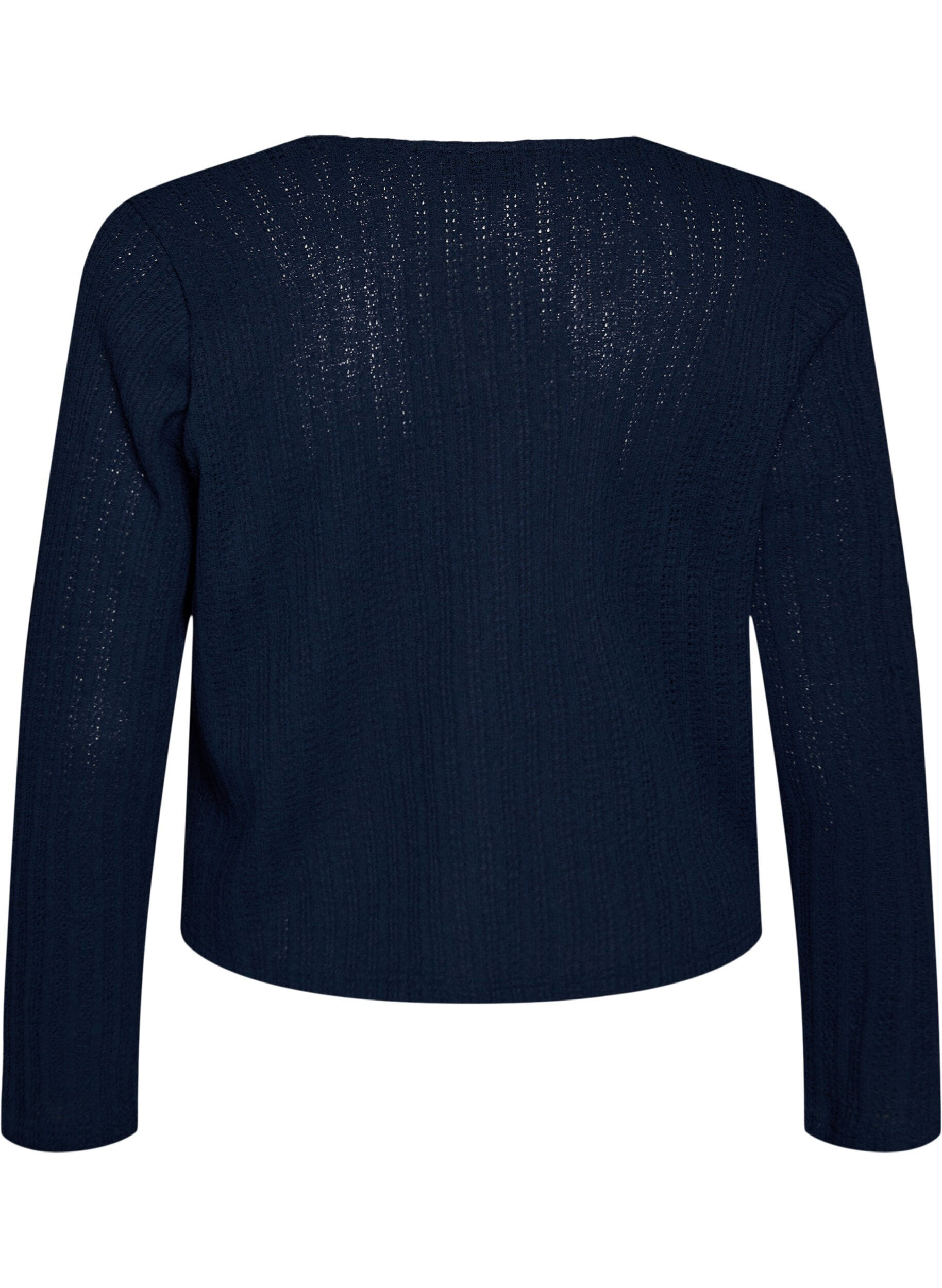 ZizziStrickjacke aus Jersey mit Struktur und Bindedetail vorne, Blau, Packshot image number 1