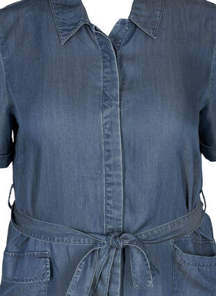 Kurzarm Kleid aus Lyocell, Blue denim , Packshot image number 2