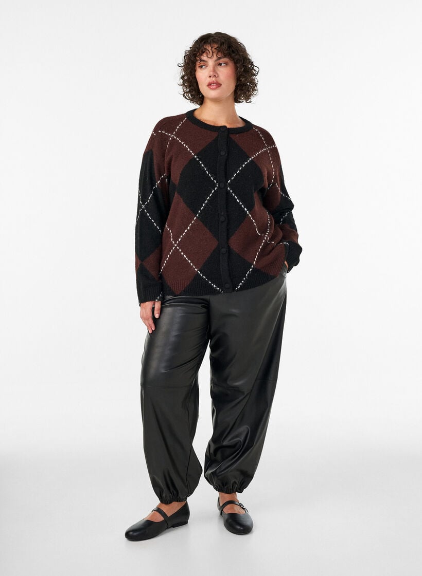 Strickjacke mit Argyle-Muster, Schwarz, Model image number 1