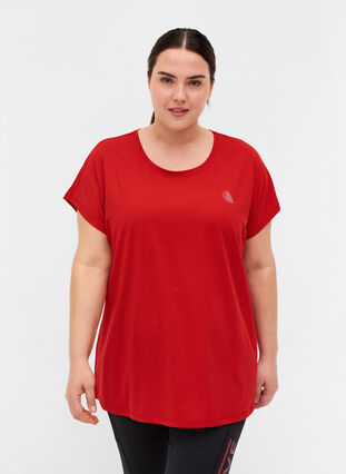 Einfarbiges Trainings-T-Shirt, Haute Red, Model image number 0
