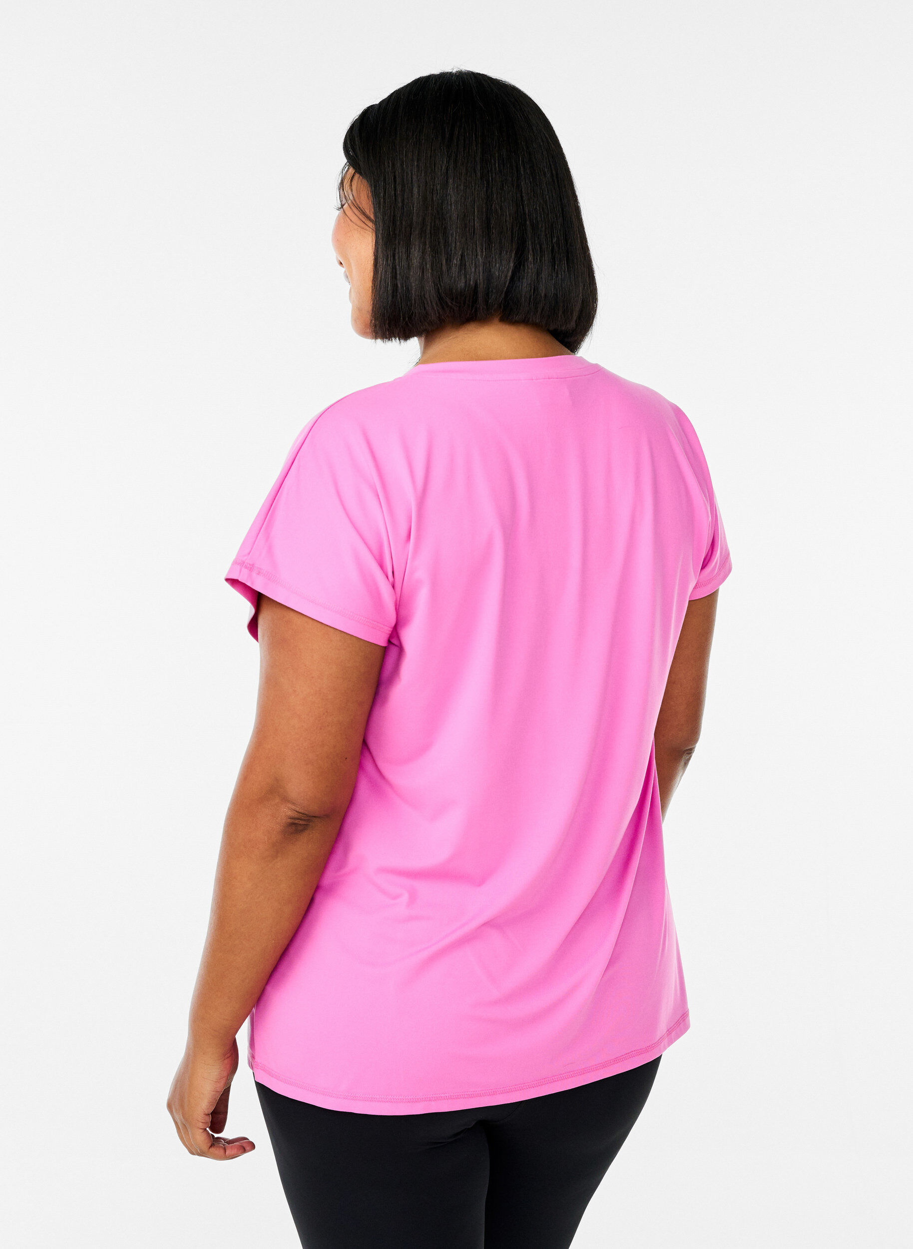 ZizziLockeres Trainingsshirt mit V-Ausschnitt, Pink, Model image number 1