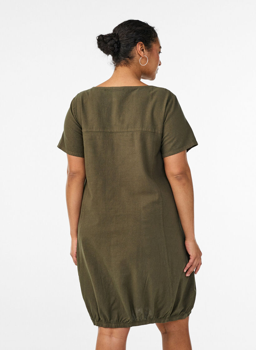 Kurzarm Kleid aus Baumwolle, Gr&uuml;n, Model image number 2