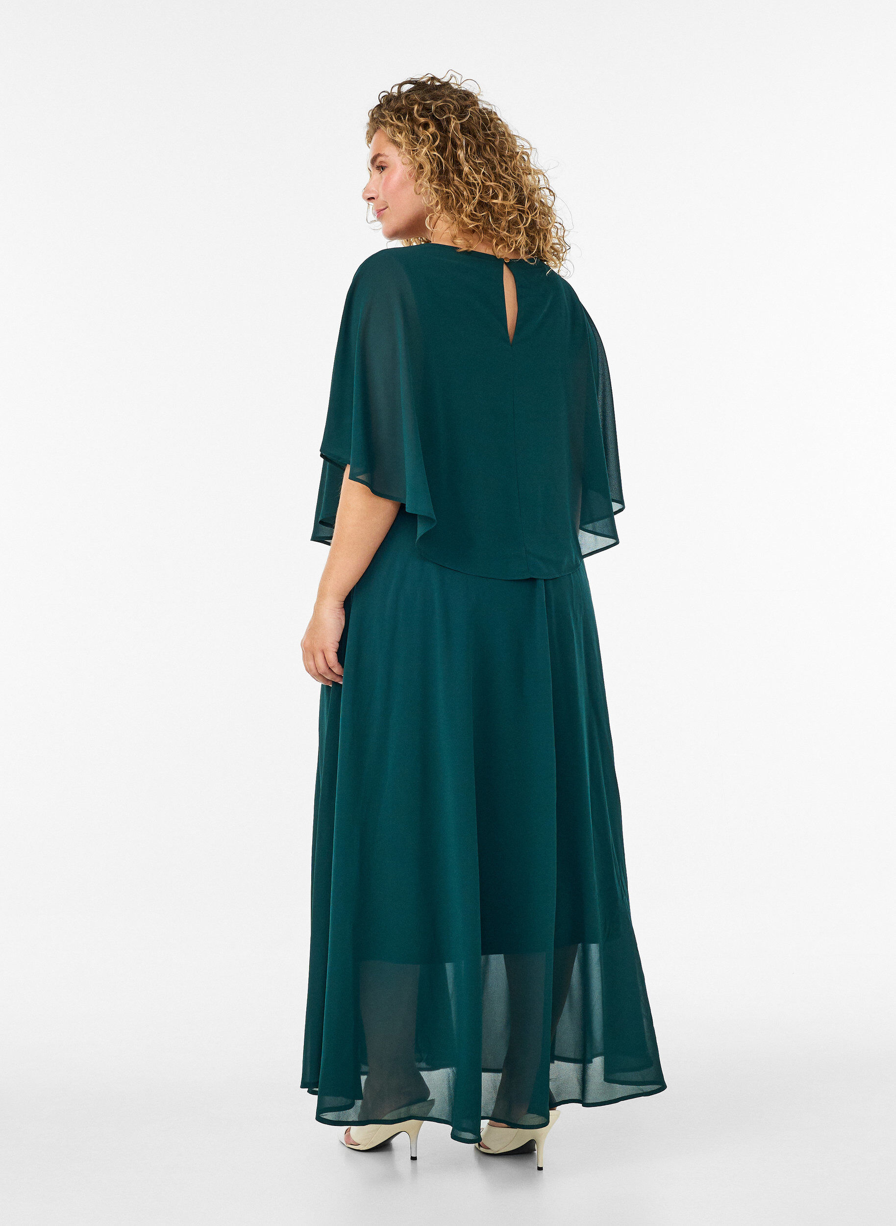 ZizziKurz&auml;rmeliges Maxikleid in A-Linie, Gr&uuml;n, Model image number 1