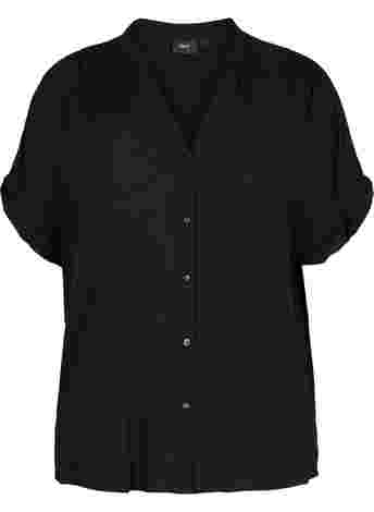 Kurzärmeliges Viskose-Shirt mit V-Ausschnitt
