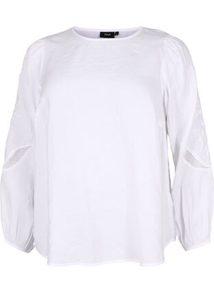 Bluse aus TENCEL™-Modal mit gestickten Details, Bright White, Packshot image number 0