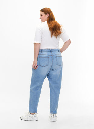 Mille Mom-Fit-Jeans mit Destroyed-Effekt, Light Blue, Model image number 1