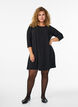 Kurz geschnittenes A-Linien Kleid aus Webstoff mit 3/4 &Auml;rmeln, Schwarz, Model image number 1