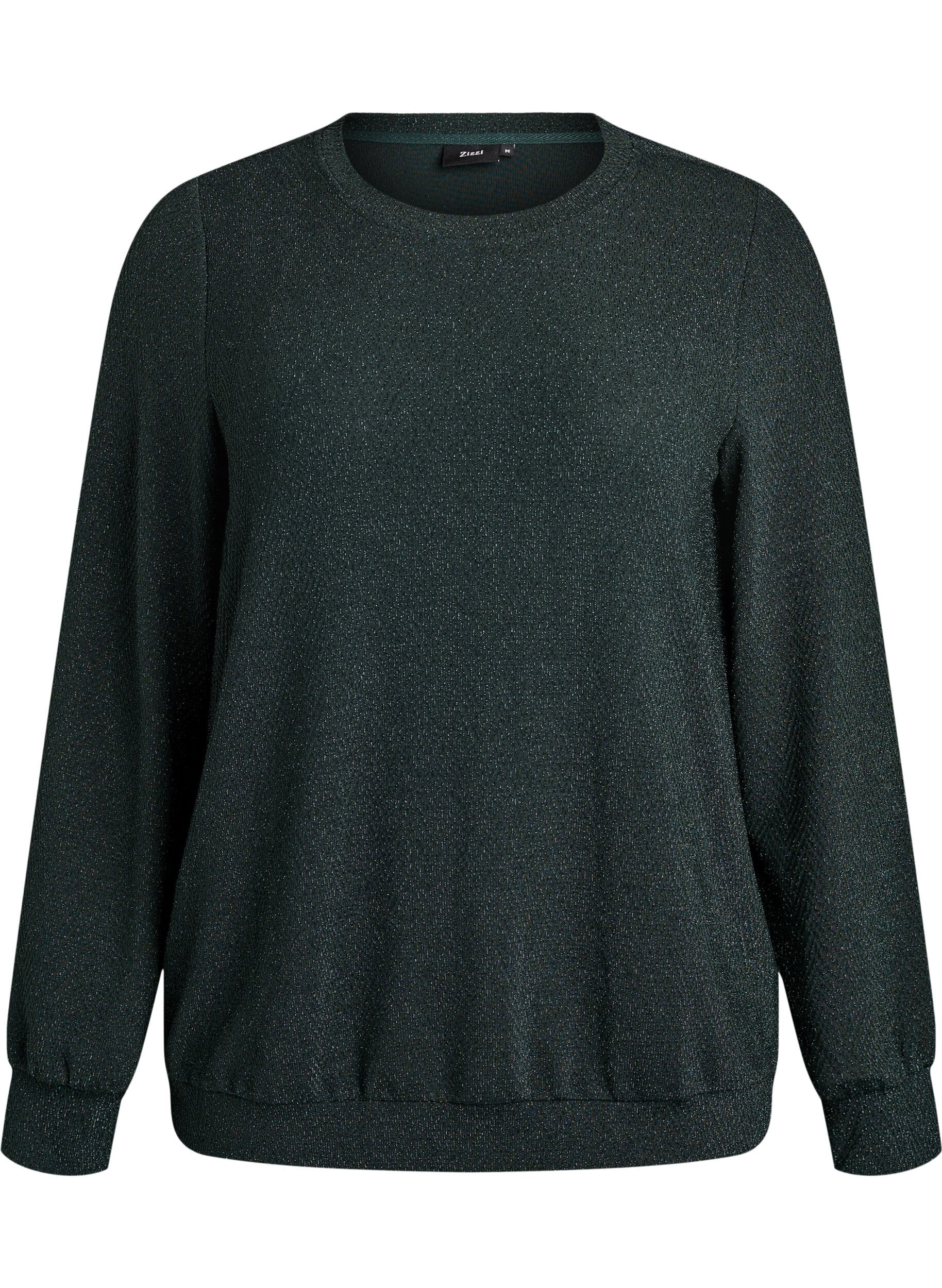 Bluse mit Fischgr&auml;tenmuster und Glitzerfaden