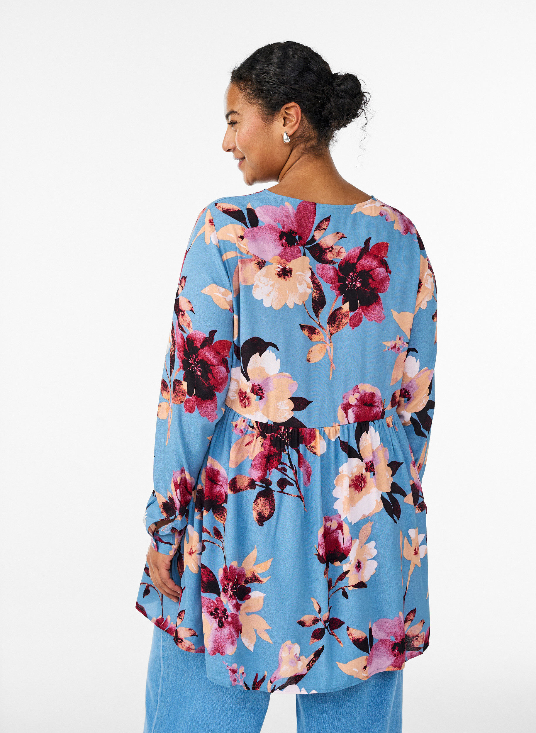 ZizziLang&auml;rmelige Tunika mit Teilungsnaht, Blau, Model image number 2