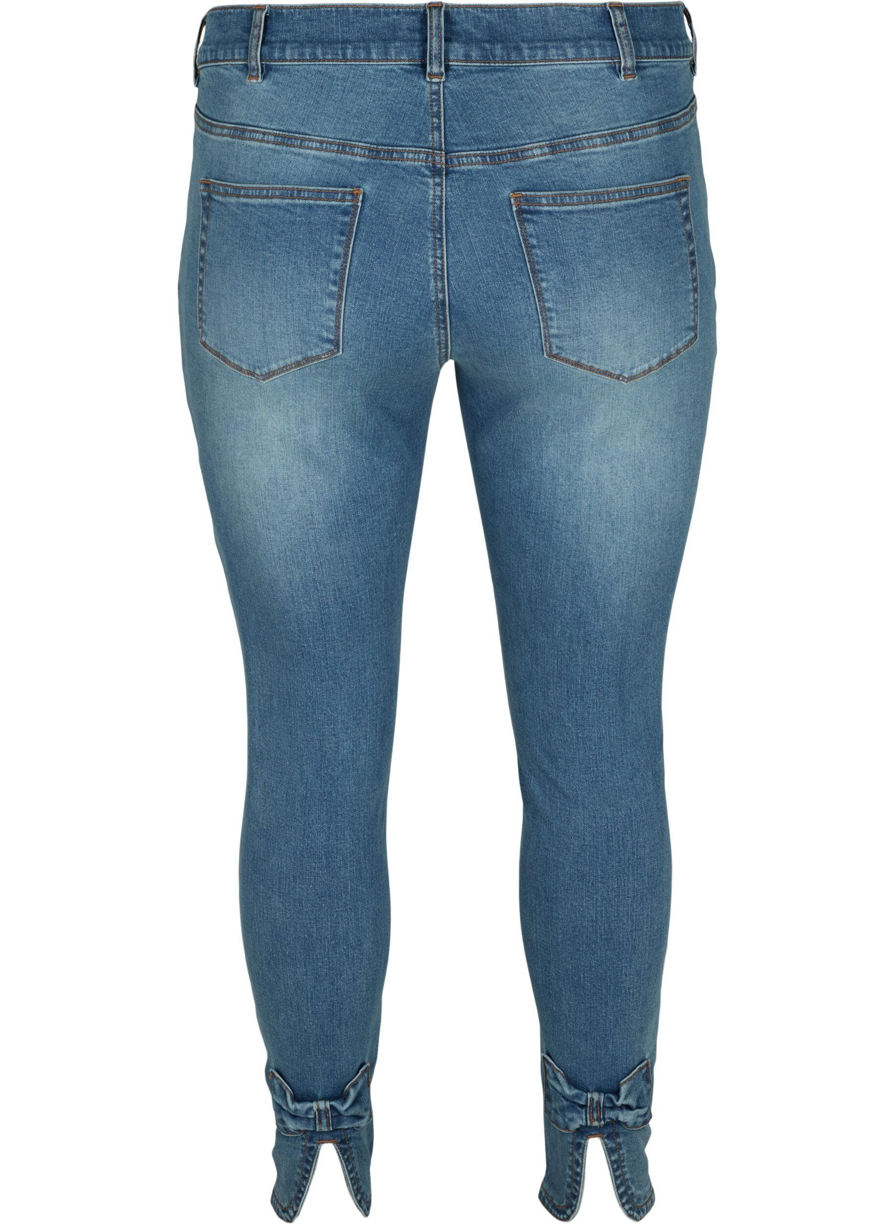 ZizziCropped Amy Jeans mit hoher Taille und Schleife, Blue denim, Packshot image number 1