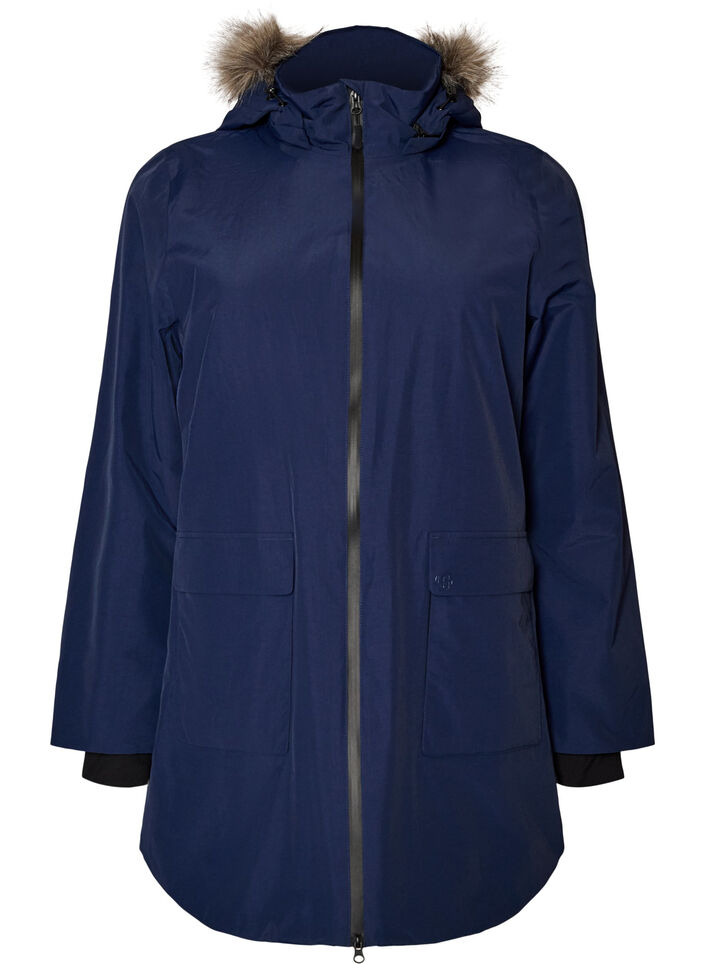 Wasserdichter Parka mit Kapuze, Blau, Packshot image number 0