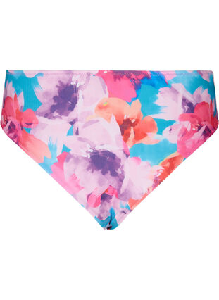Bikinihose mit Aufdruck und hoher Taille, Pink Flower, Packshot image number 1