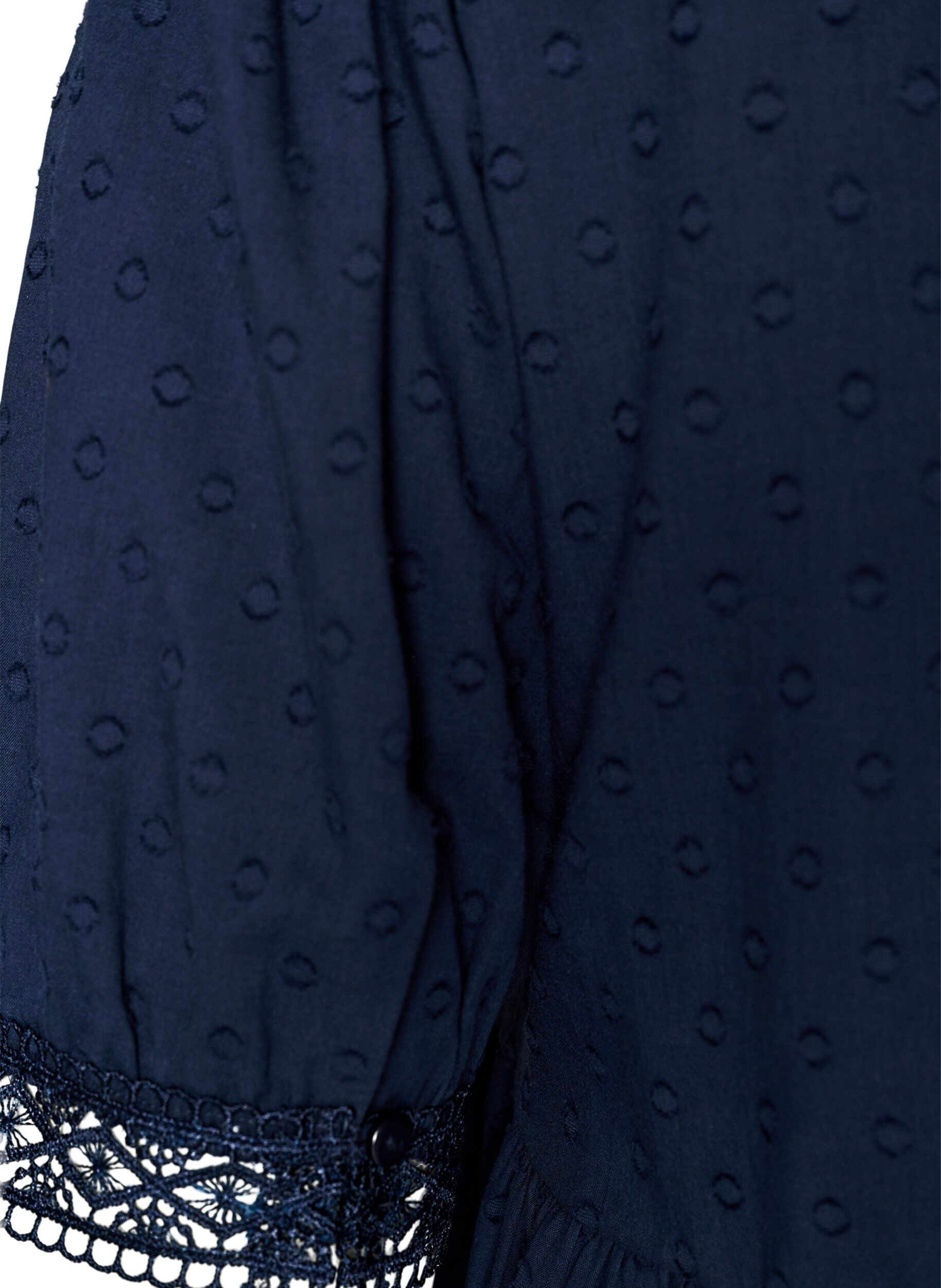 ZizziBluse aus strukturierter Baumwolle mit H&auml;keldetails, Blau, Packshot image number 3