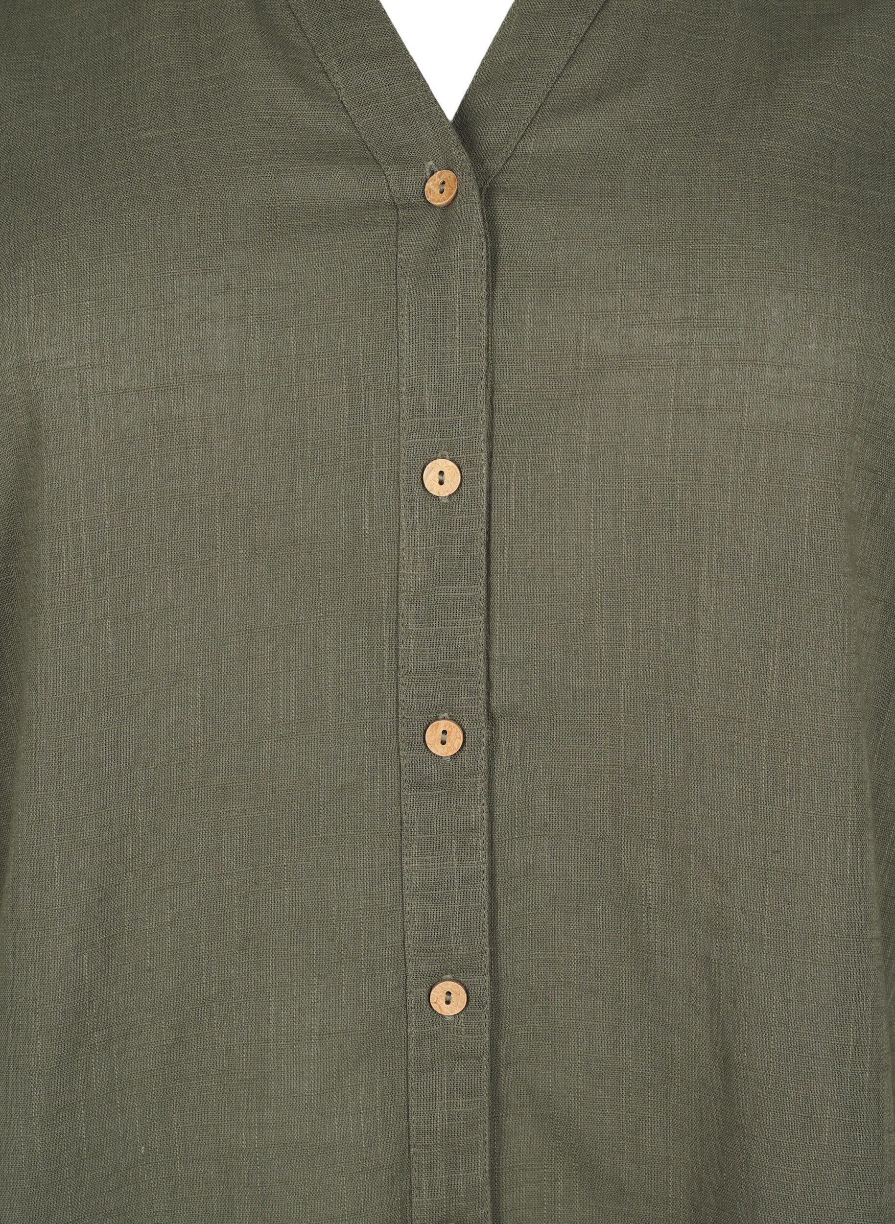 ZizziBaumwollbluse mit V-Ausschnitt, Gr&uuml;n, Packshot image number 2
