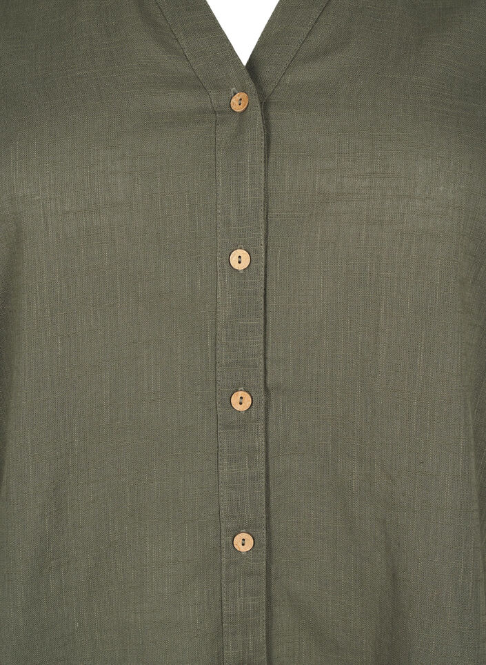 Baumwollbluse mit V-Ausschnitt, Gr&uuml;n, Packshot image number 2