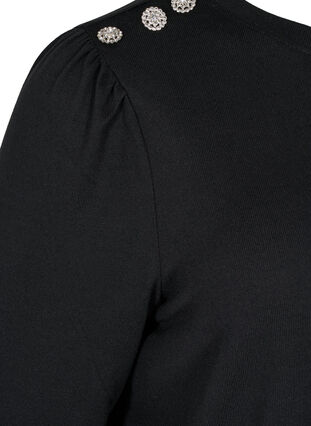 Langarm Bluse mit Schulterdetail, Black, Packshot image number 3