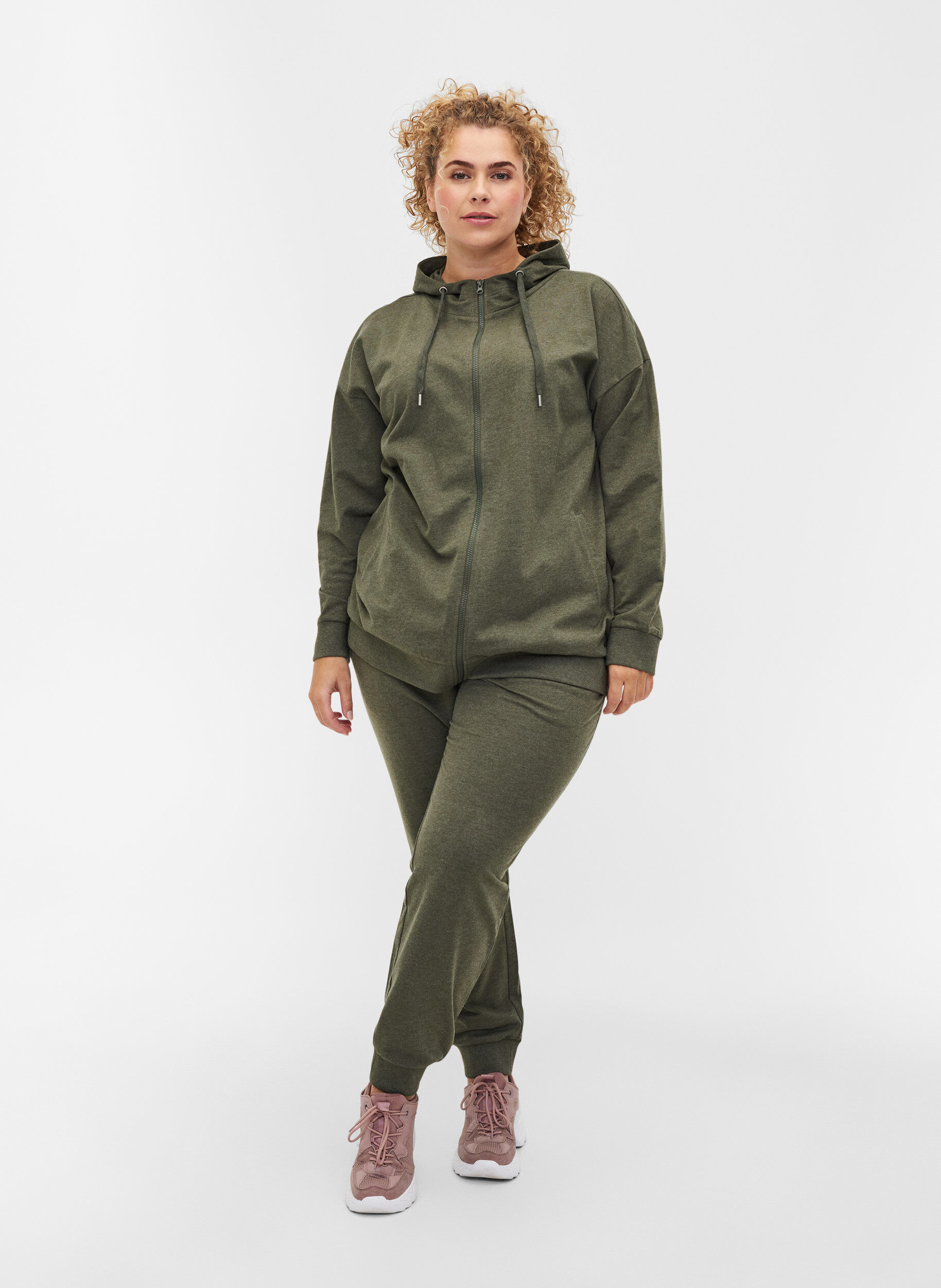 ZizziSweat-Cardigan mit Rei&szlig;verschluss und Kapuze, Forest Night, Model image number 2