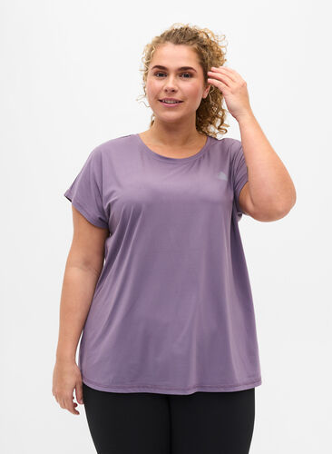Einfarbiges Trainings-T-Shirt, Purple Sage, Model image number 0