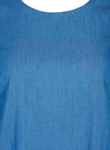 Kurzarm Denimkleid aus Baumwolle, Blue denim, Packshot image number 2