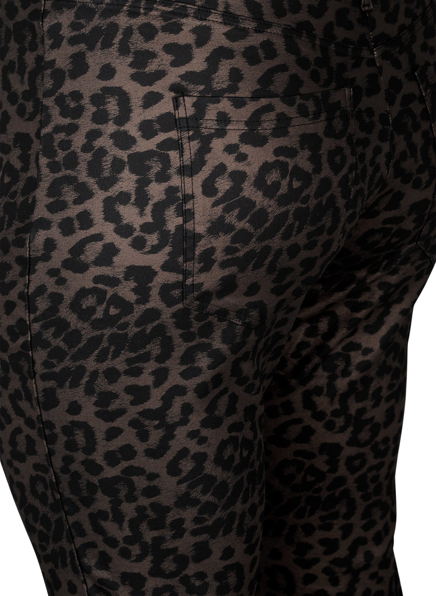 ZizziBeschichtete Leggings mit Leopardenmuster und verk&uuml;rzter L&auml;nge, Braun, Packshot image number 3