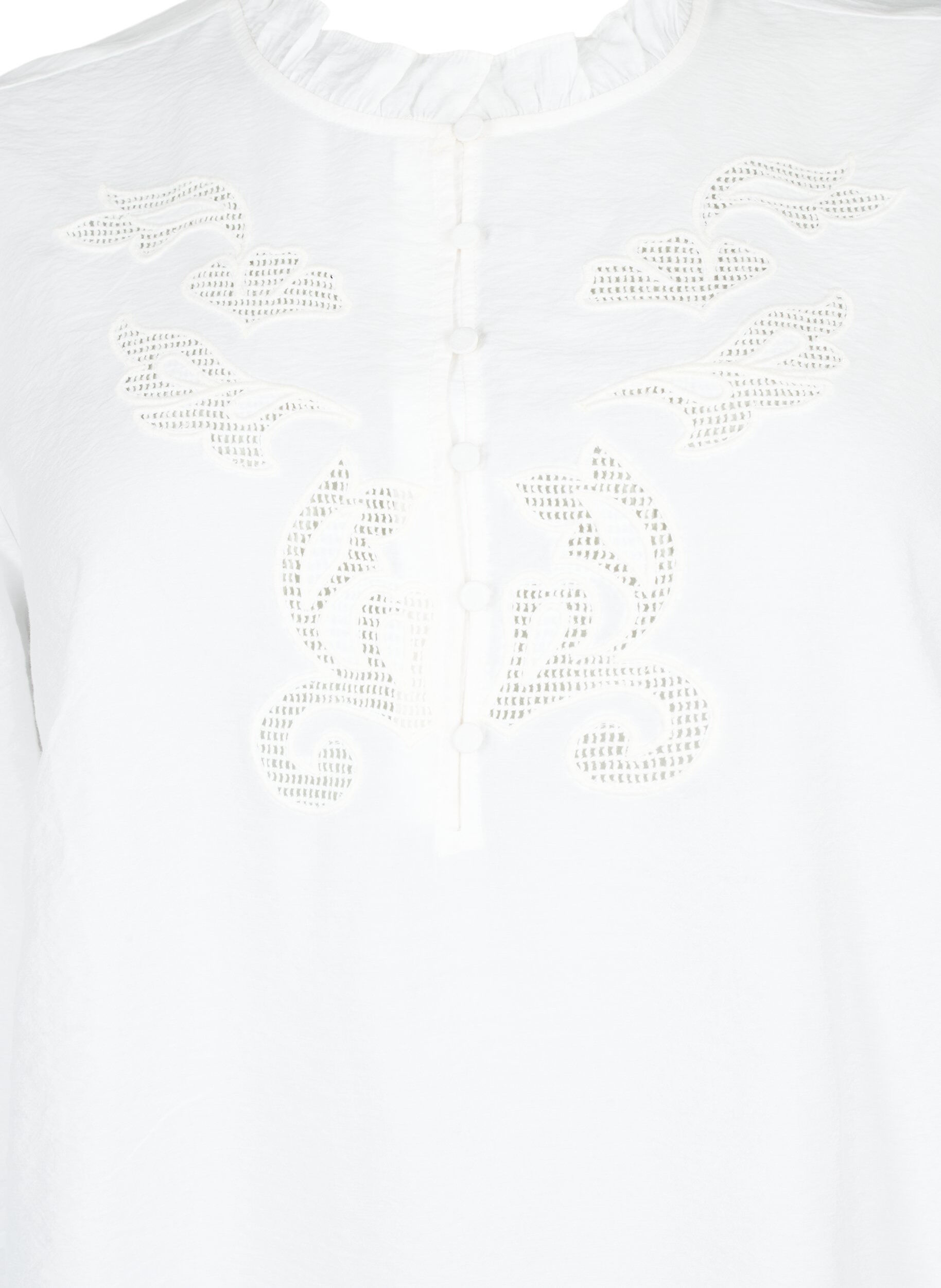 ZizziBluse mit R&uuml;schen und Lochstickerei, Bright White, Packshot image number 2