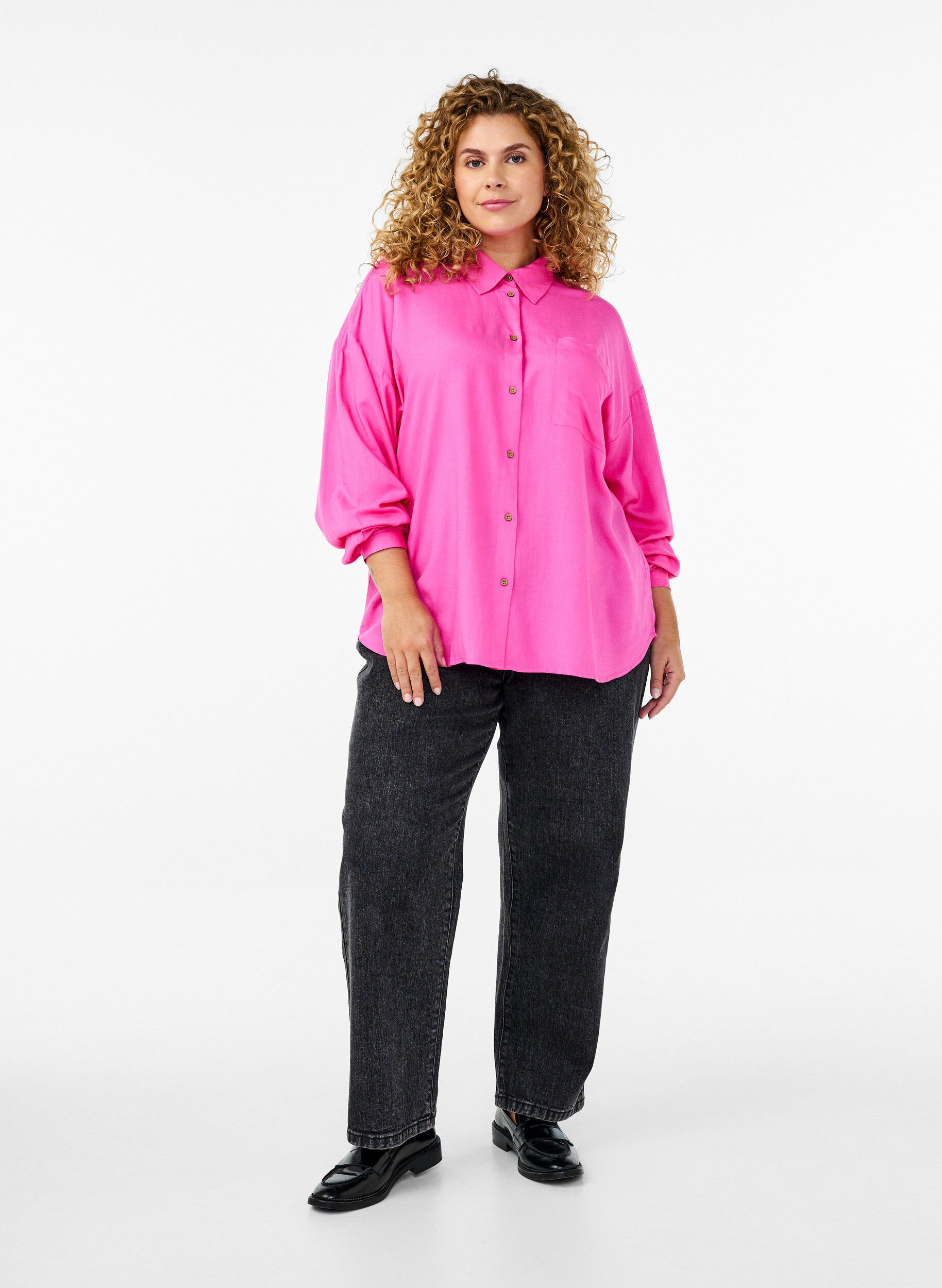 ZizziLange Bluse aus Leinen und Viskose, Pink, Model image number 1